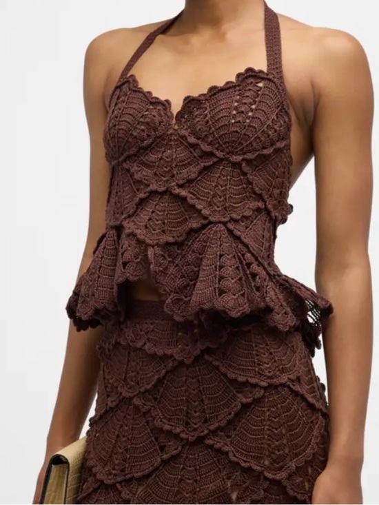 Oscar de la Renta Tops - Oscar De La Renta 2025,Crochet Halter Peplum Top (matching skirt available)